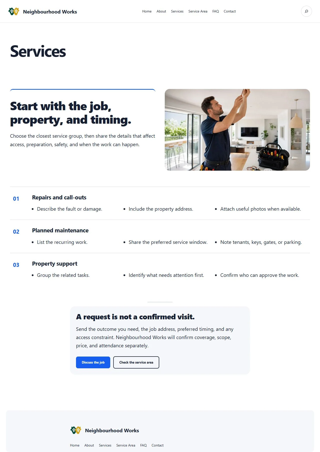 Actual KezKit Local Services & Trades services page