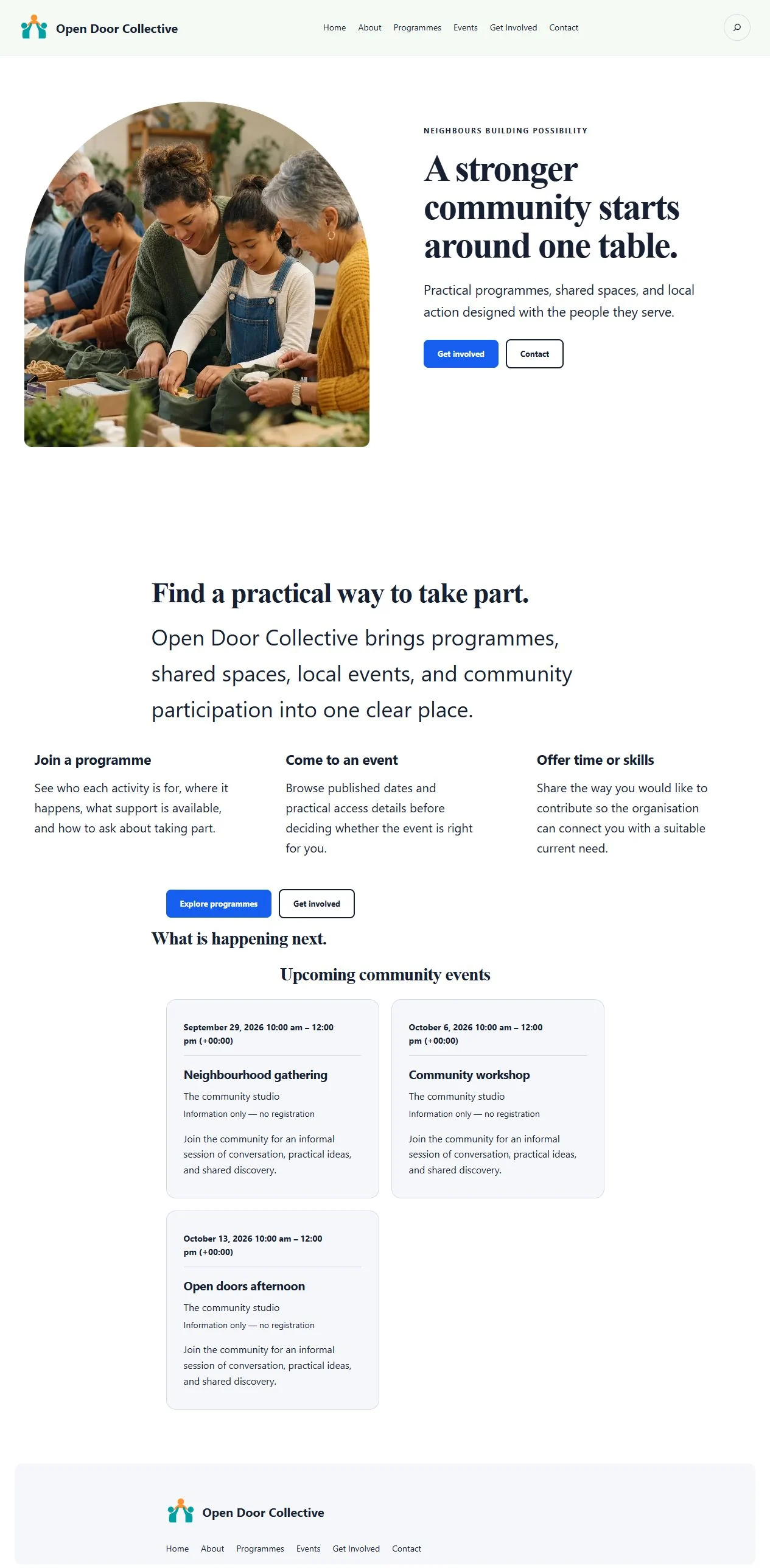 Actual KezKit Nonprofits & Community Groups starter website preview
