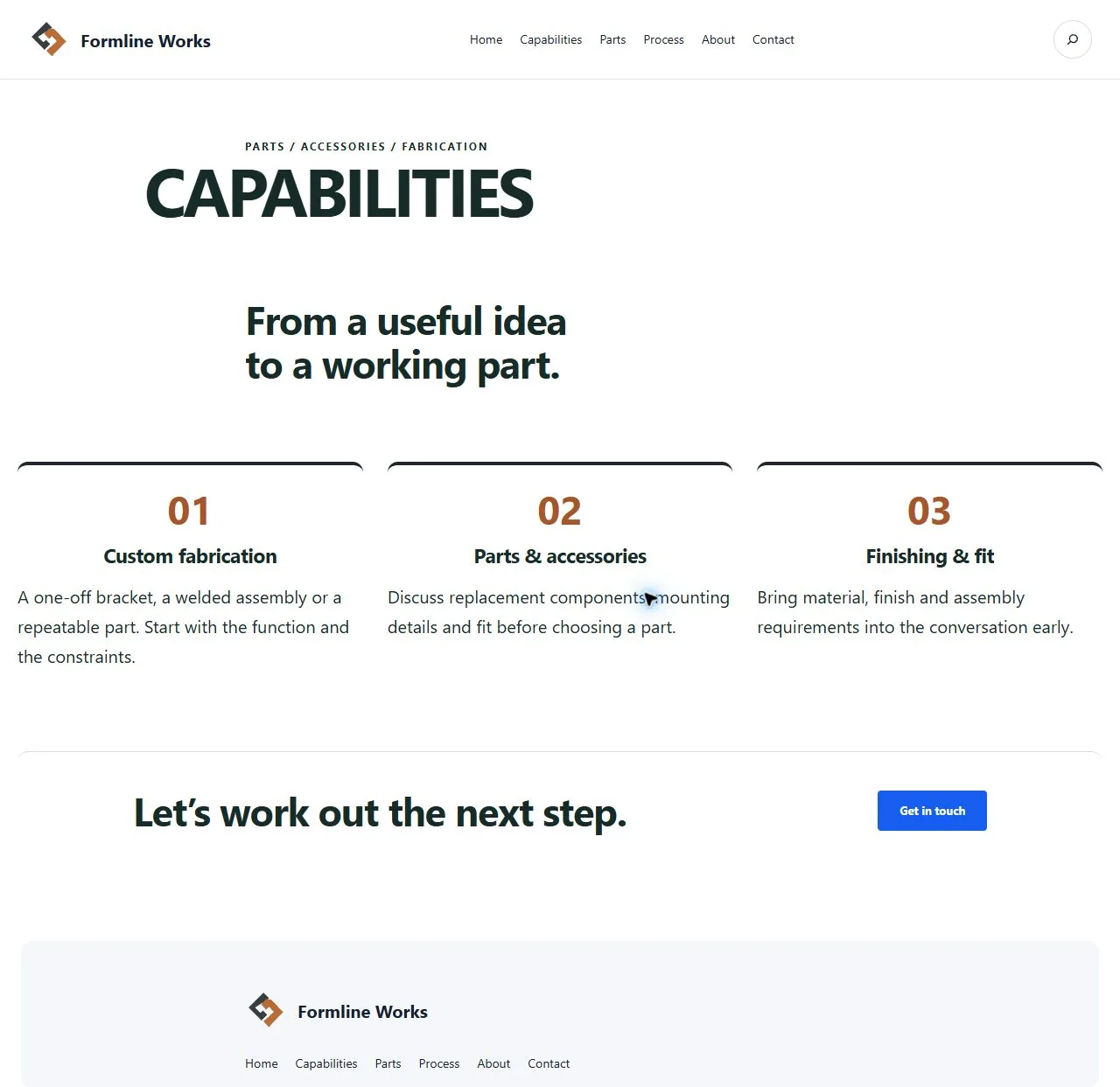 Actual KezKit Parts, Fabrication & Workshops capabilities page