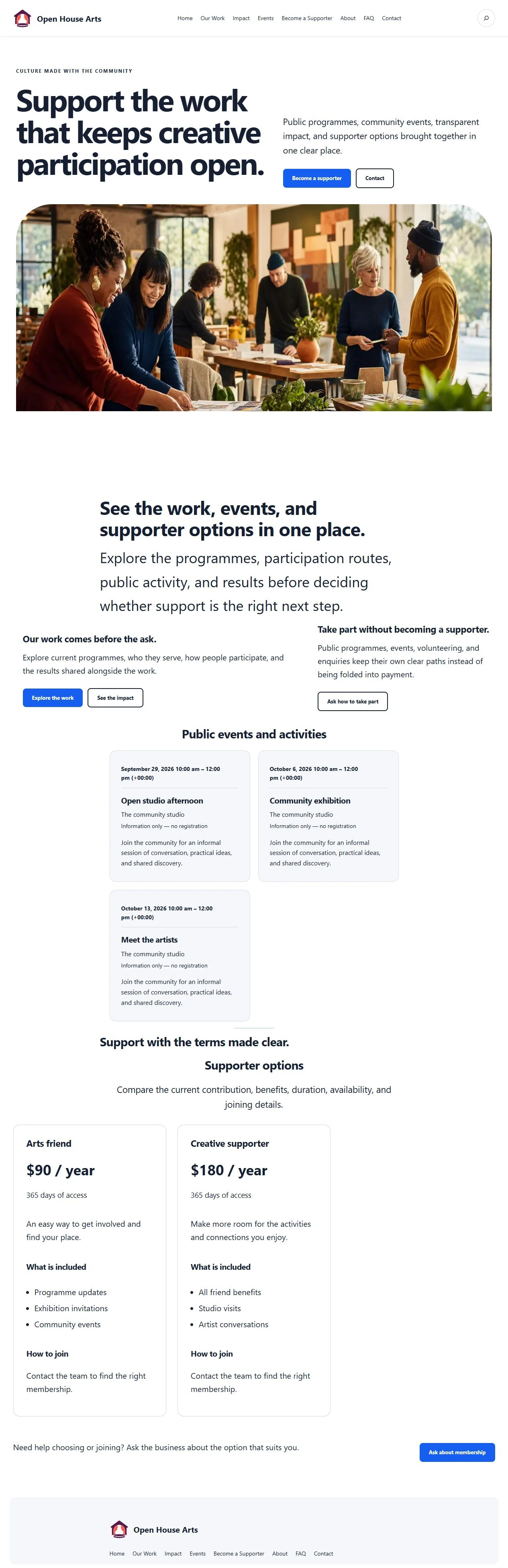 Actual KezKit Supporter Organisations starter website preview