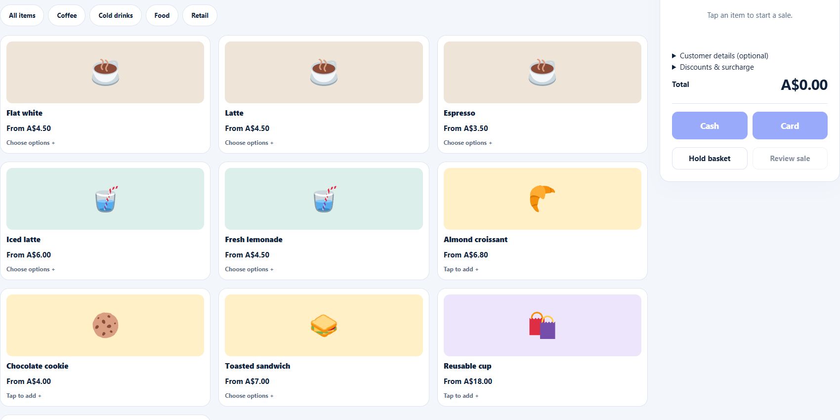 Actual KezKit Point of Sale & Invoices interface or editable starter preview